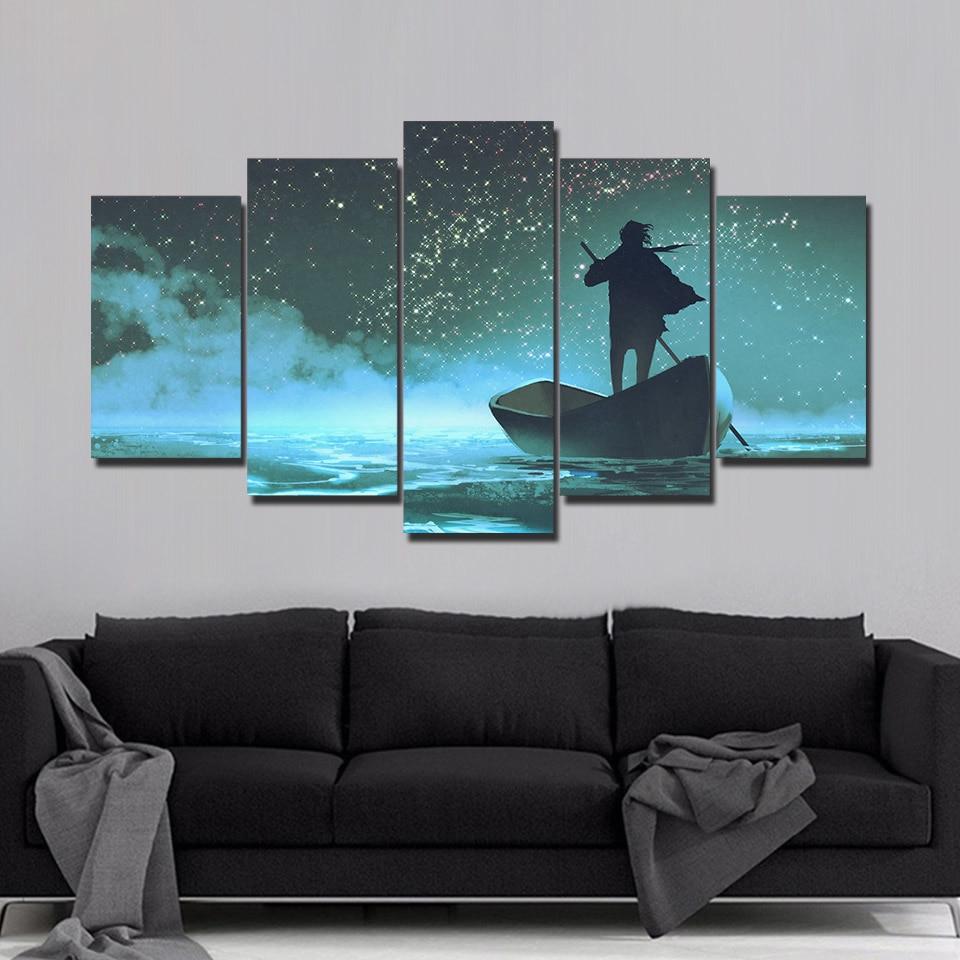 Boat On The Sea 03 – Space Canvas Wall Art