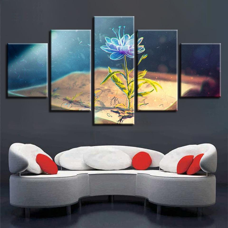 Book And Blue Flowers – Abstract Canvas Wall Art