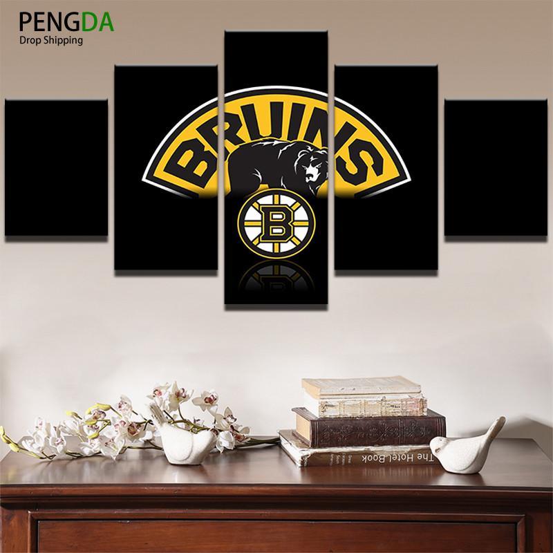 Boston Bruins NHL Team Logo In Black – Sport Canvas Wall Art