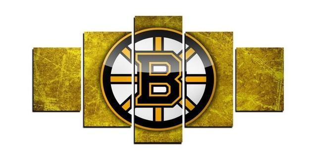 Boston Bruins NHL Team Logo Yellow – Sport Canvas Wall Art