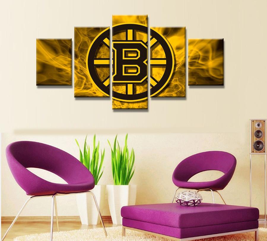 Boston Bruins NHL Team Yellow – Sport Canvas Wall Art