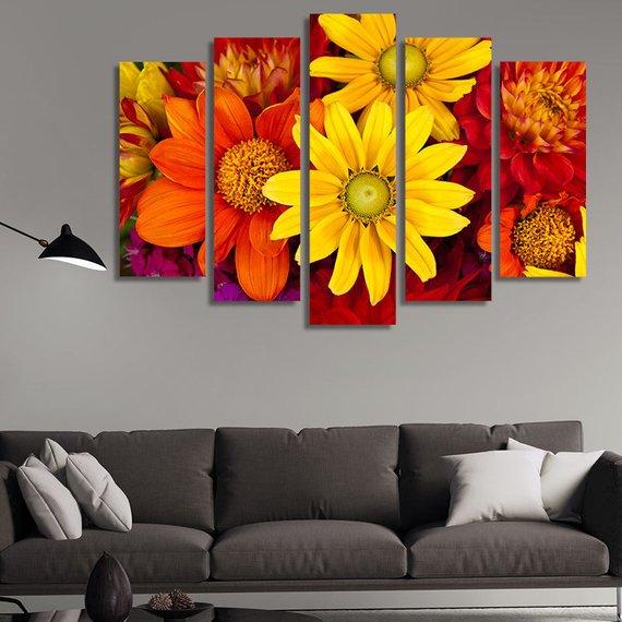 Bouquet Of Autumn Flowers – Nature Canvas Wall Art