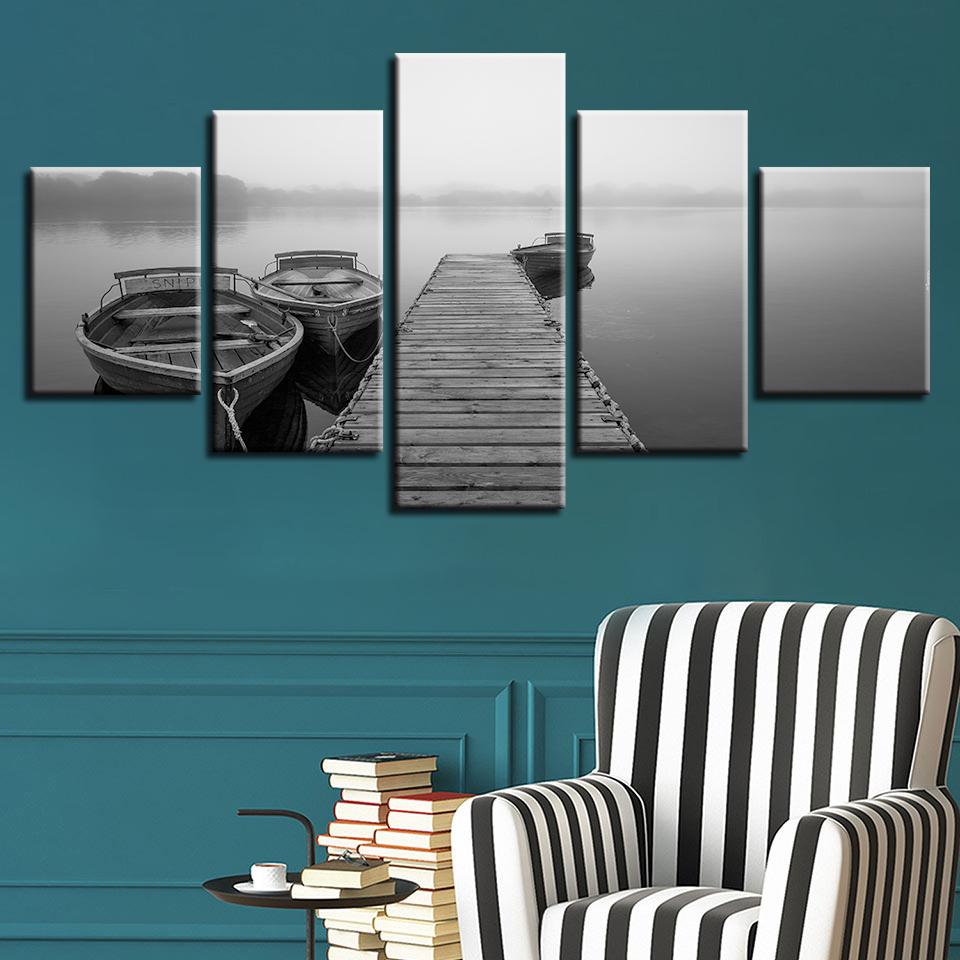 Bridge And Ship Psychedelic – Nature Canvas Wall Art