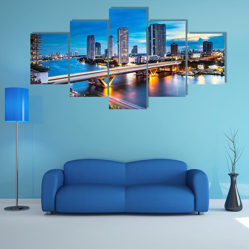 Bridge Over Chao Phraya River In Bangkok – Nature Canvas Wall Art