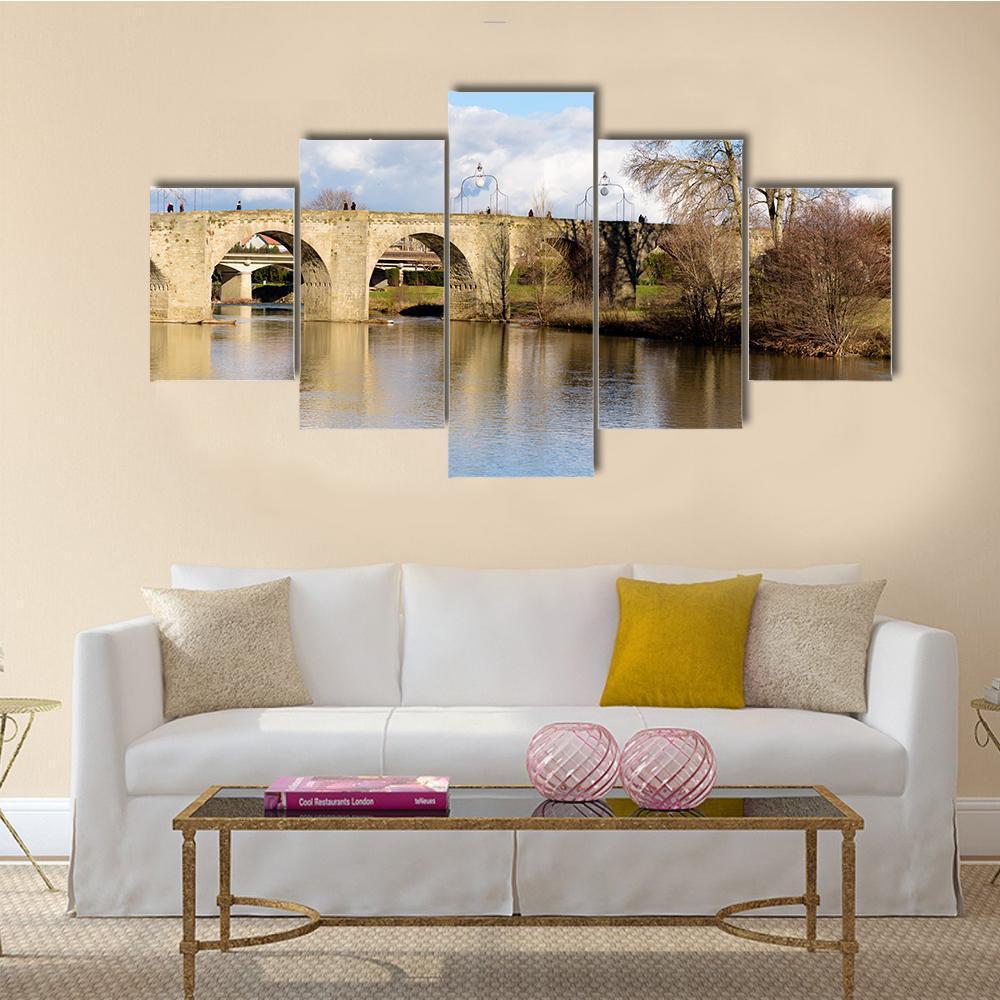 Bridge Over Lake In France – Nature Canvas Wall Art