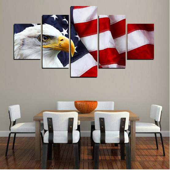 Bright Eagle American Flag – Animal Canvas Wall Art
