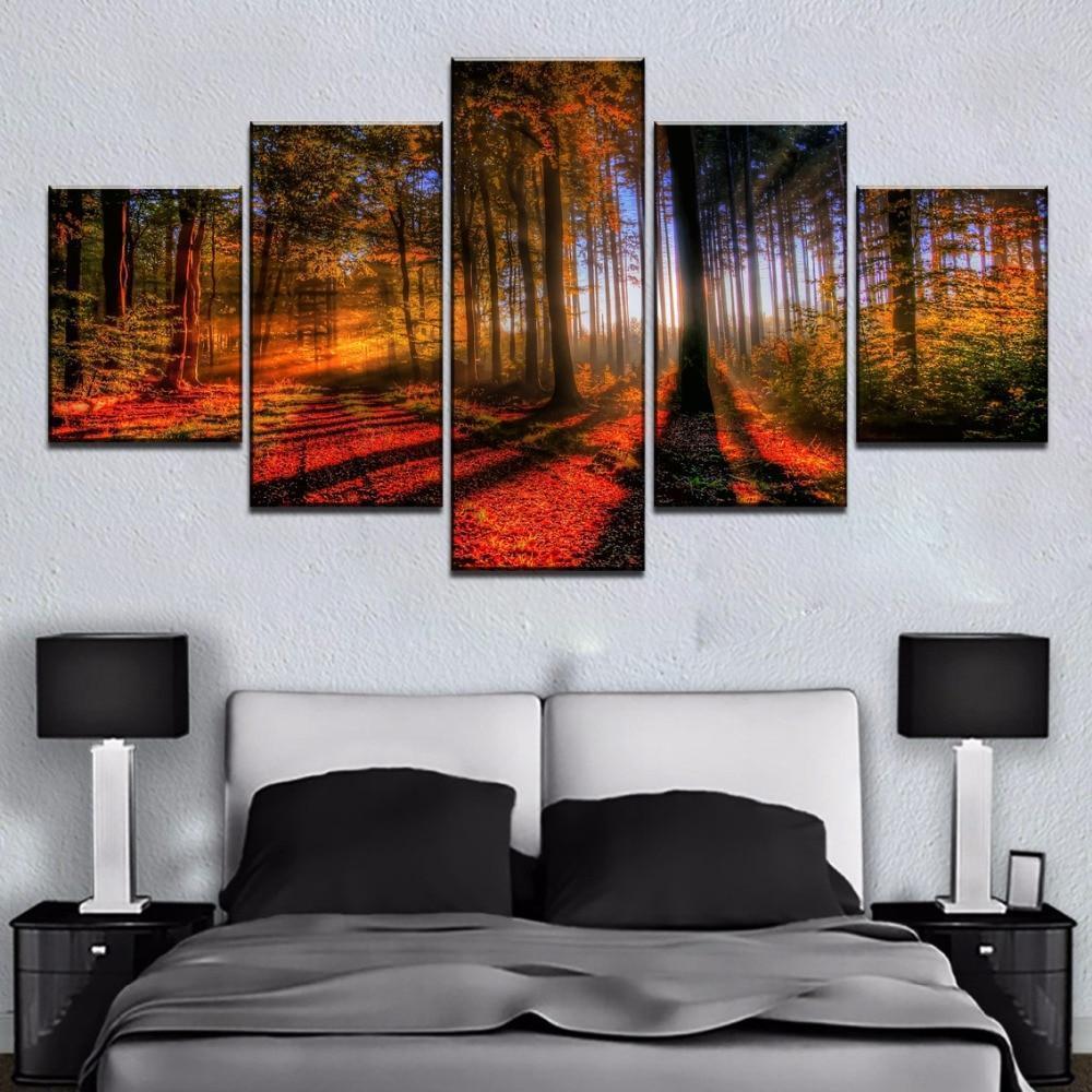 Bright Morning Autumn Tree Forest – Nature Canvas Wall Art