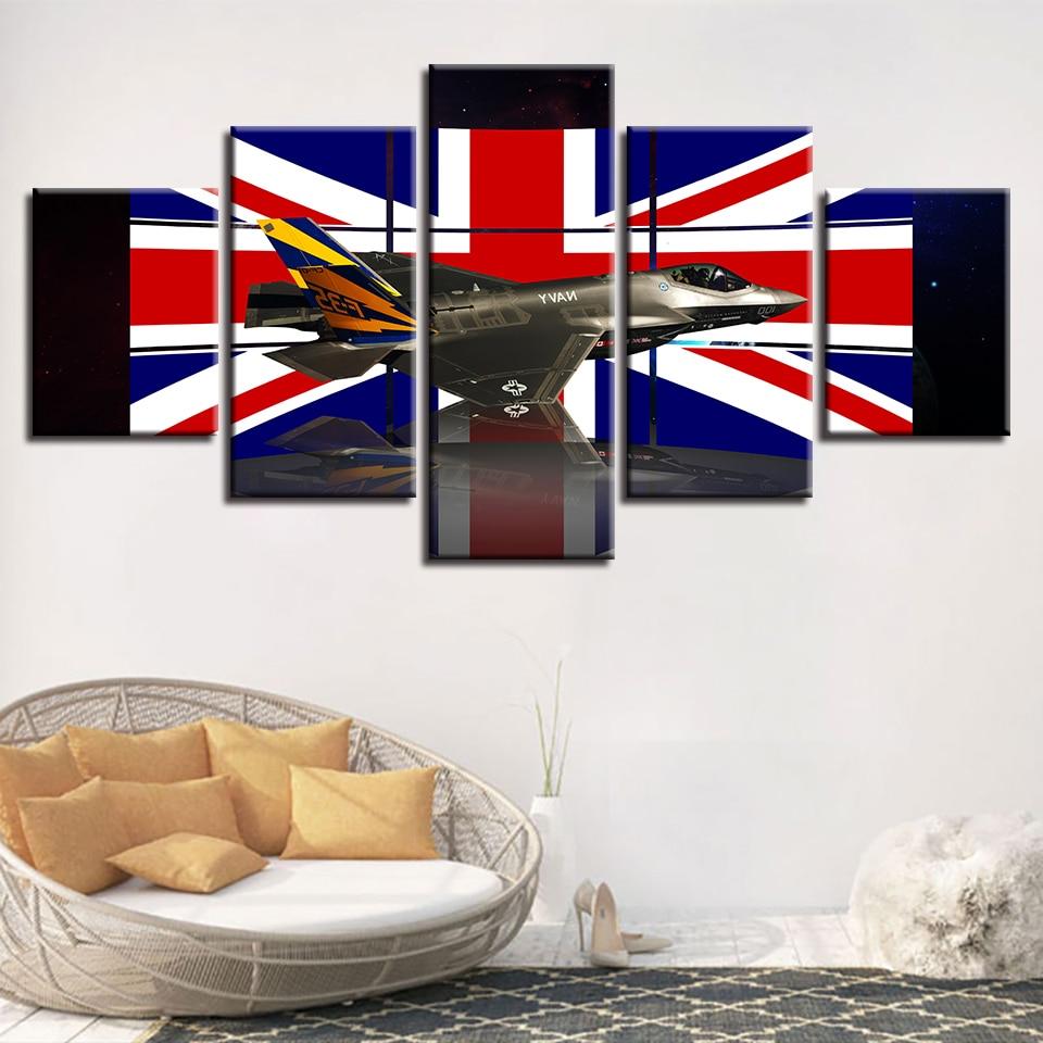 British Flag And Aircraft – Abstract Canvas Wall Art