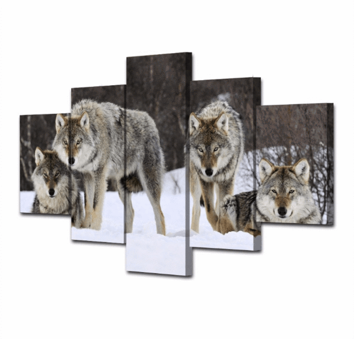Broken Ice Wolf Pack – Animal Canvas Wall Art