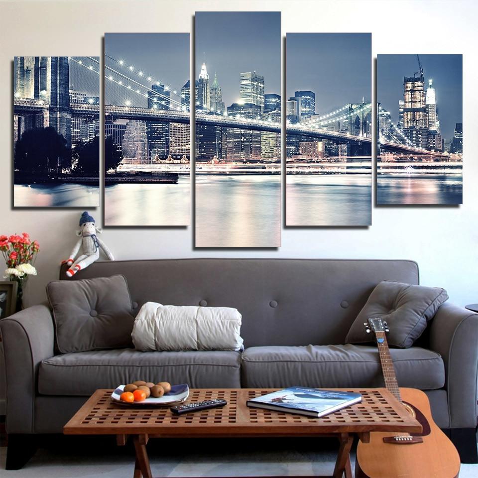 Brooklyn Bridge At Night 01 – Nature Canvas Wall Art