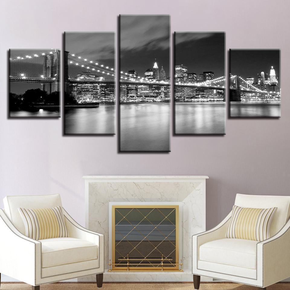 Brooklyn Bridge At Night – Nature Canvas Wall Art