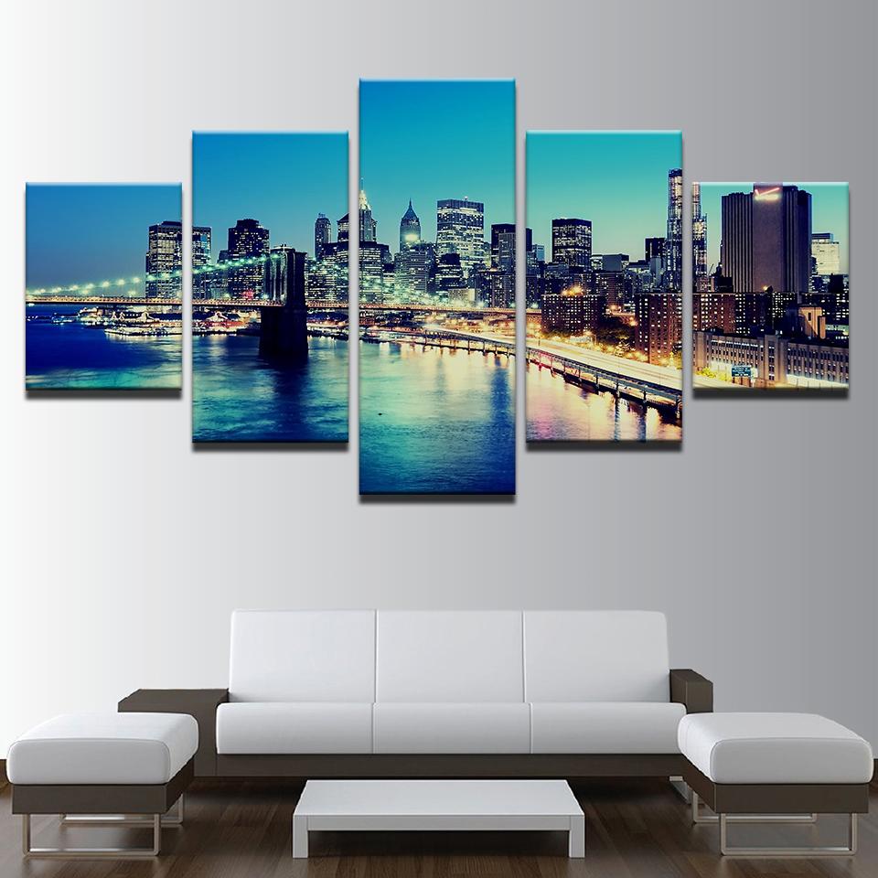 Brooklyn Bridge City Night – Nature Canvas Wall Art