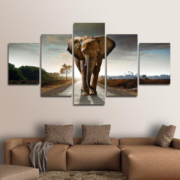 Brown African Elephant – Animal Canvas Wall Art