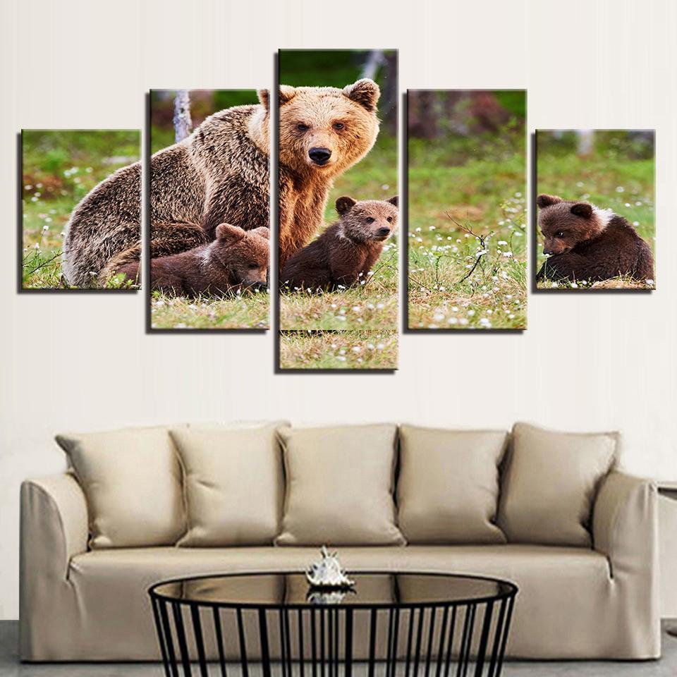 Brown Bears Family – Animal Canvas Wall Art