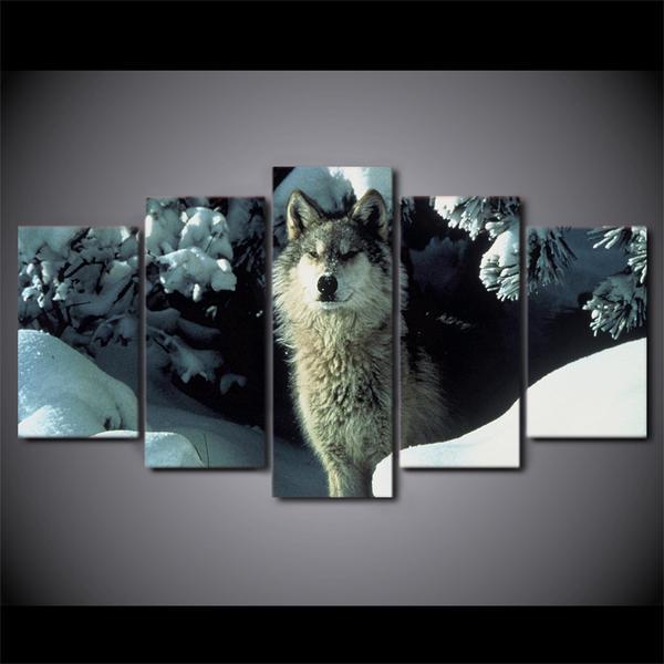 Brown Snow Wolf 1 – Animal Canvas Wall Art