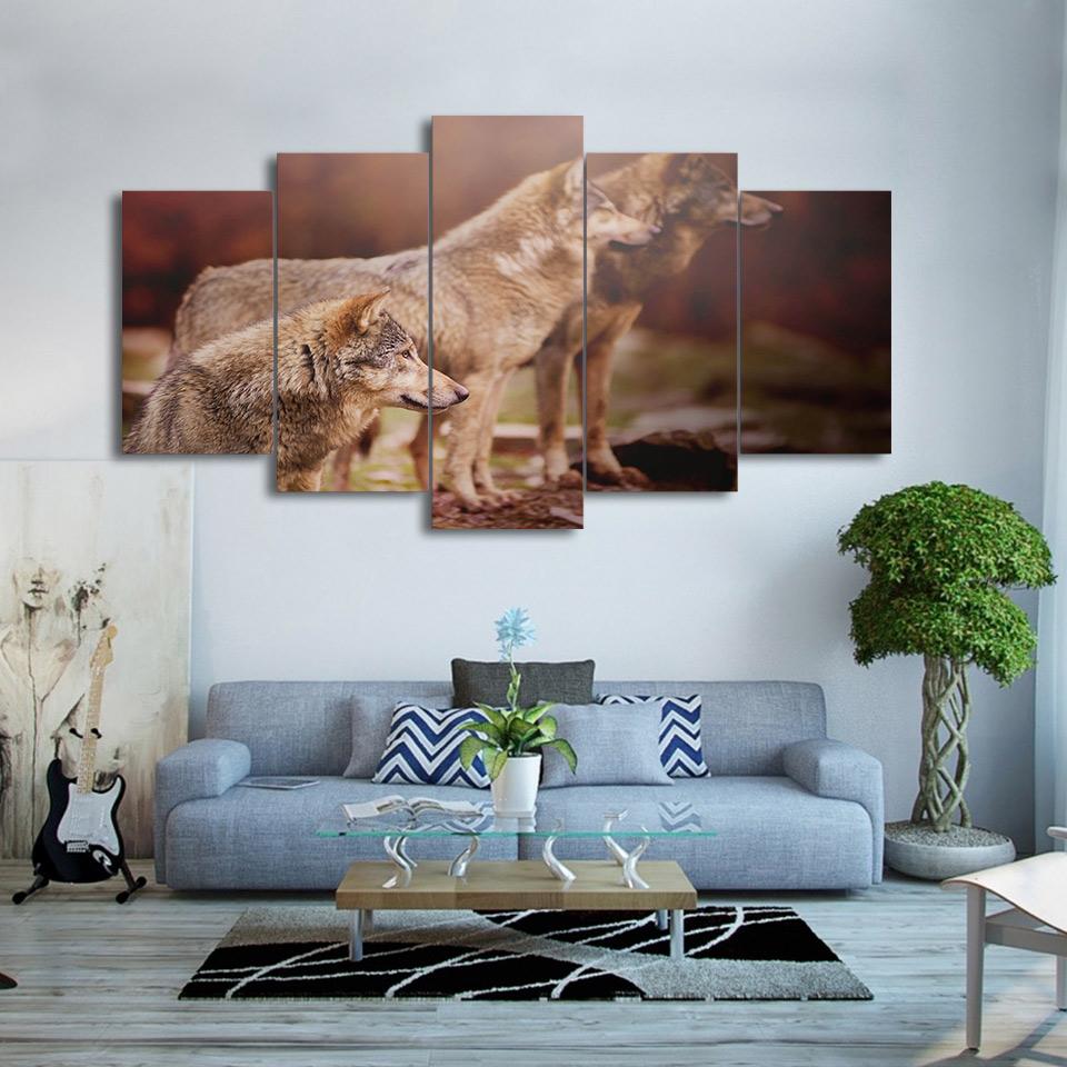 Brown Wolf Group – Animal Canvas Wall Art