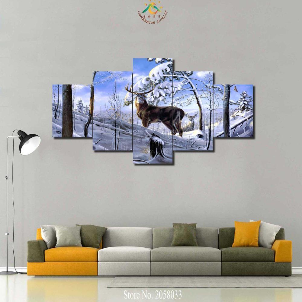 Buck Winter Nature Wildlife – Animal Canvas Wall Art