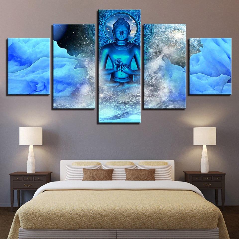 Buddha Blue Religion Canvas Wall Art