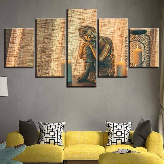 Buddha And Candle – Religion Canvas Wall Art
