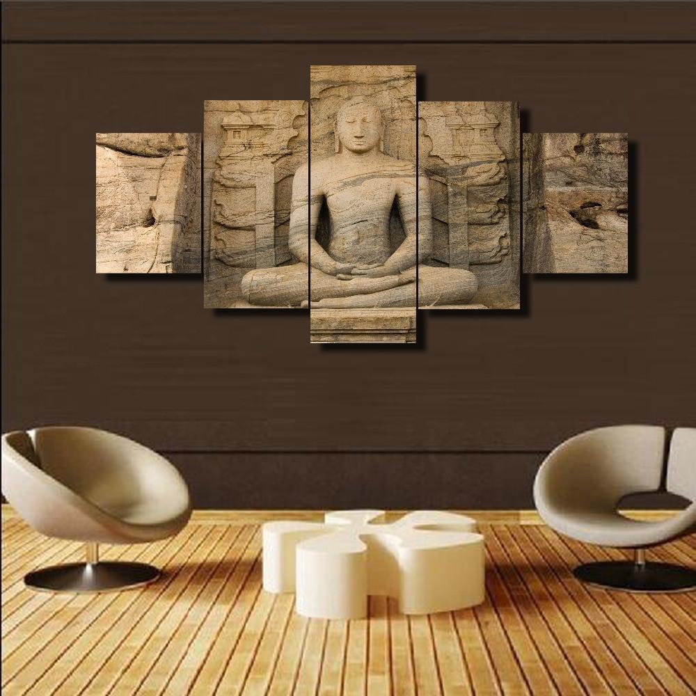 Buddha Carved From Stone – Religion Canvas Wall Art