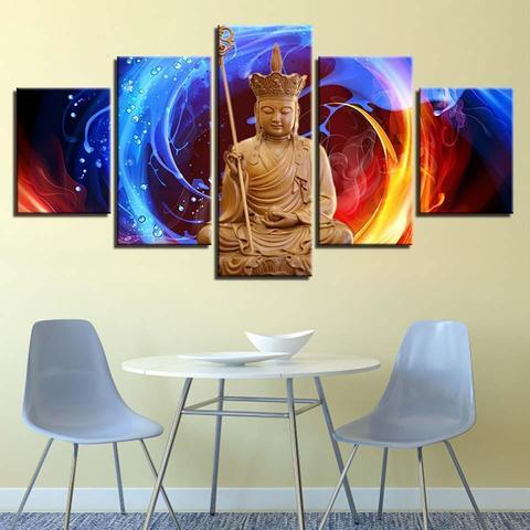 Buddha Fire &Amp; Water – Religion Canvas Wall Art