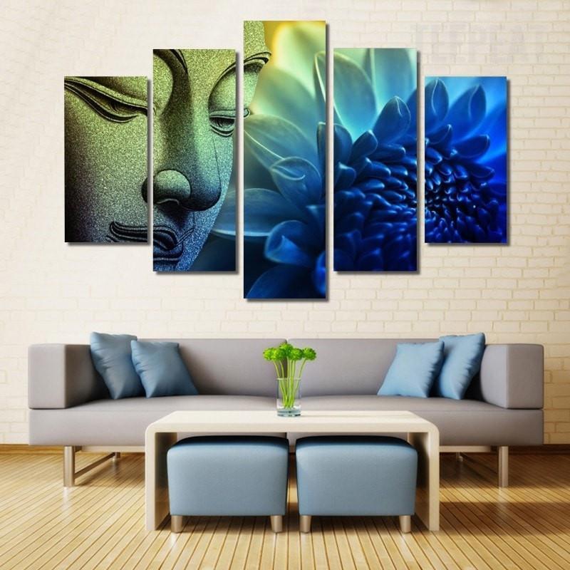 Buddha Flower Cuadros Religion Canvas Wall Art