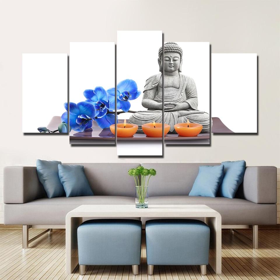 Buddha Flowers 01 – Religion Canvas Wall Art
