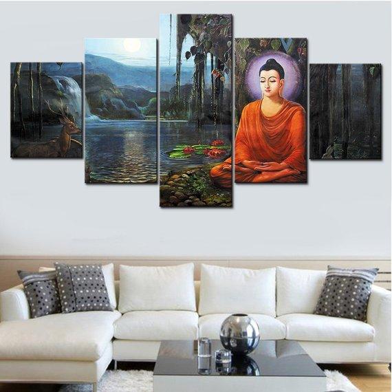 Buddha Lake Tusita Heaven – Religion Canvas Wall Art