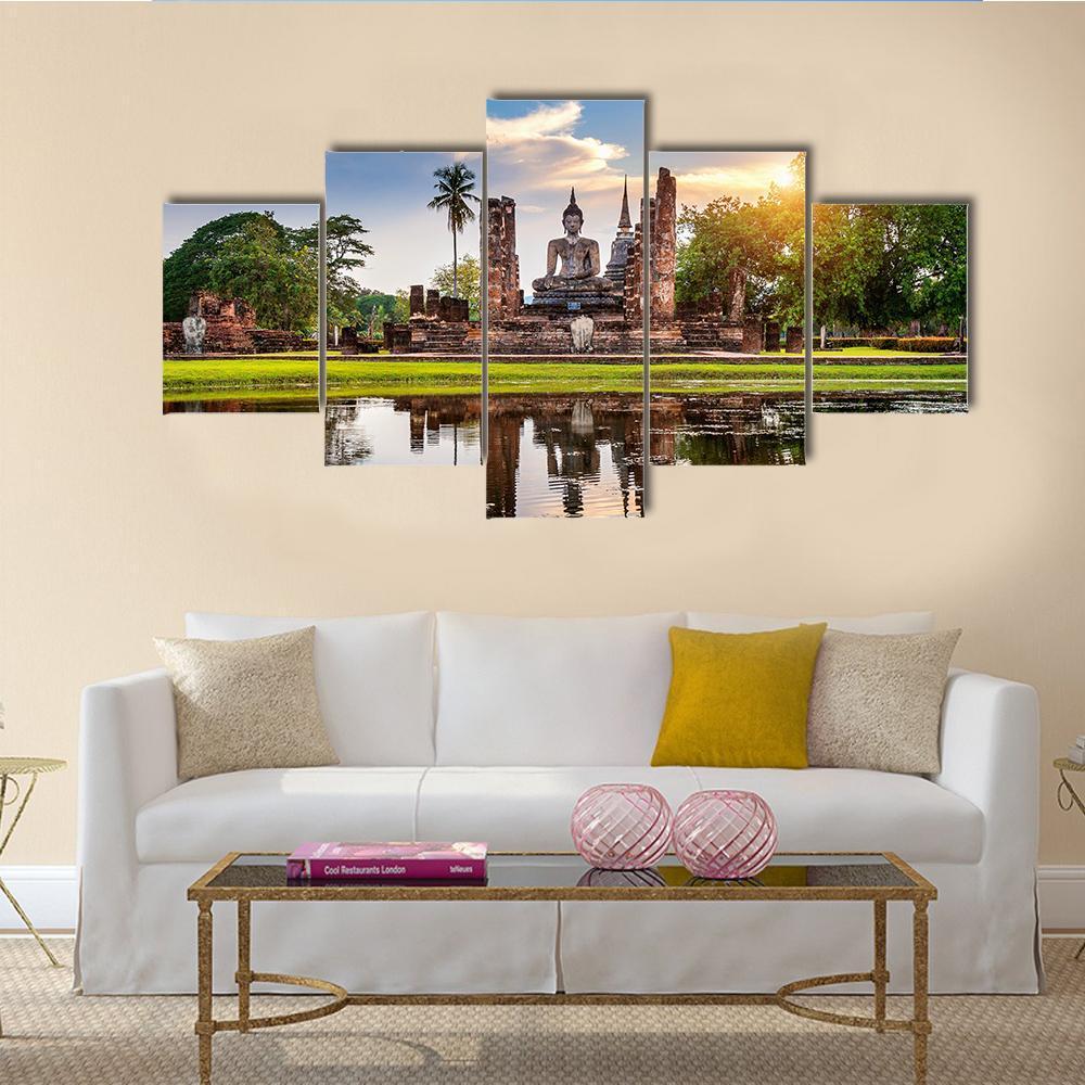 Buddha Statue And Wat Mahathat Temple – Nature Canvas Wall Art