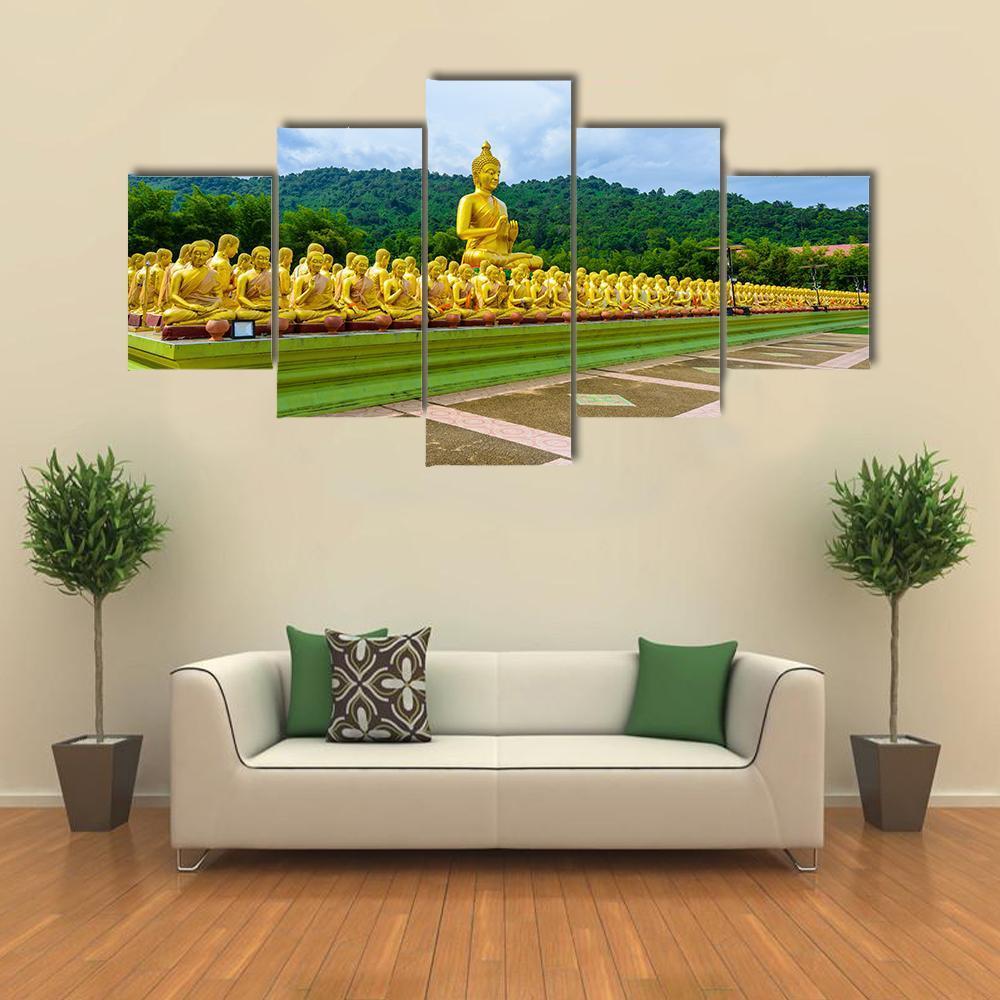 Buddha Statue At Makha Bucha Buddhist Memorial Park – Religion Canvas Wall Art