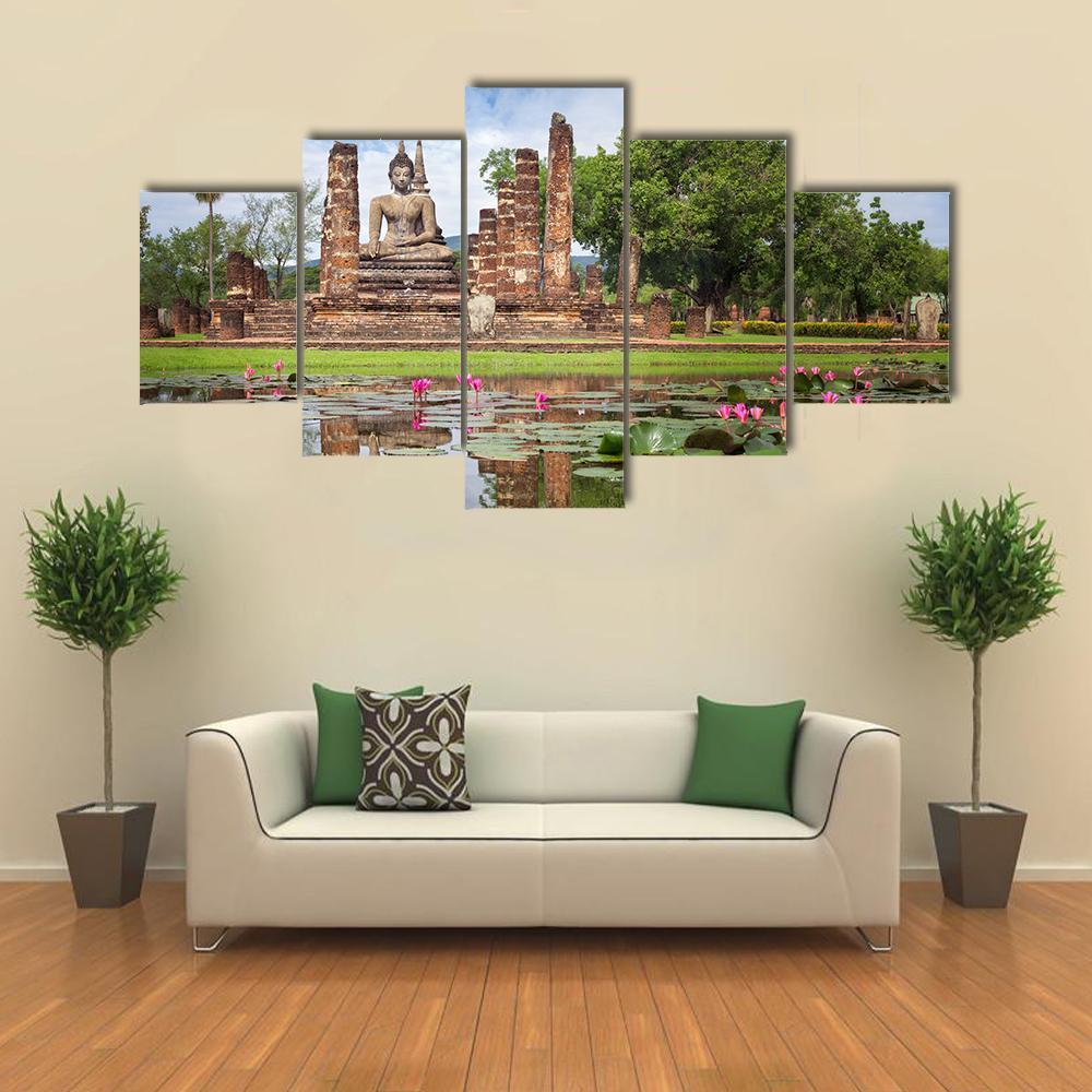 Buddha Statue At Wat Mahathat In Thailand – Religion Canvas Wall Art