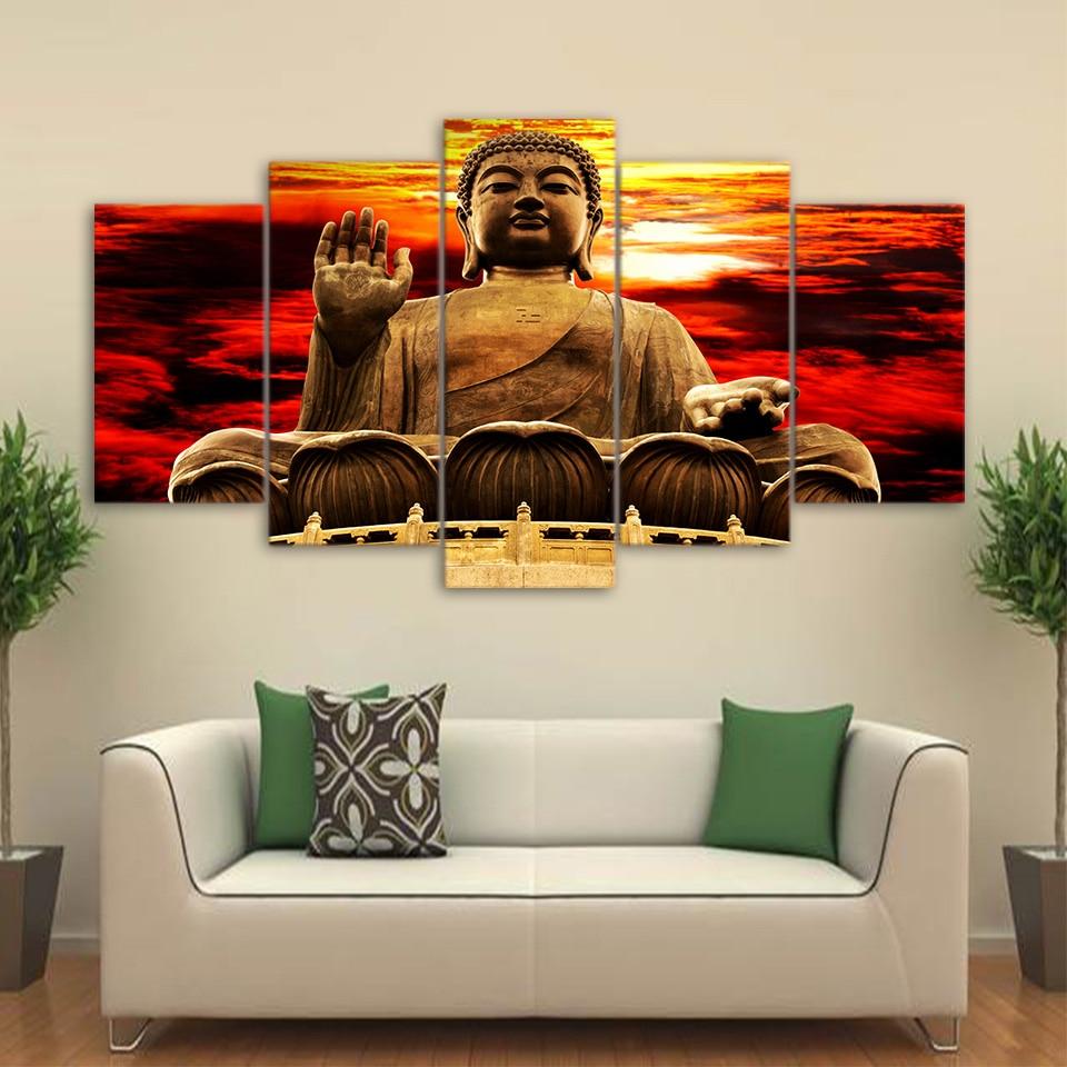 Buddha Statue In Sunset 01 – Religion Canvas Wall Art