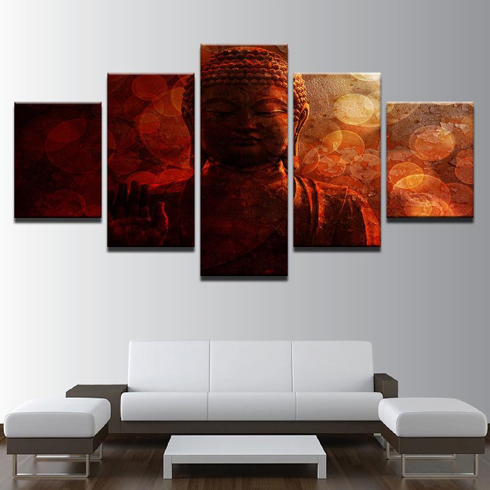 Buddha Statue Red Psychedelic – Religion Canvas Wall Art