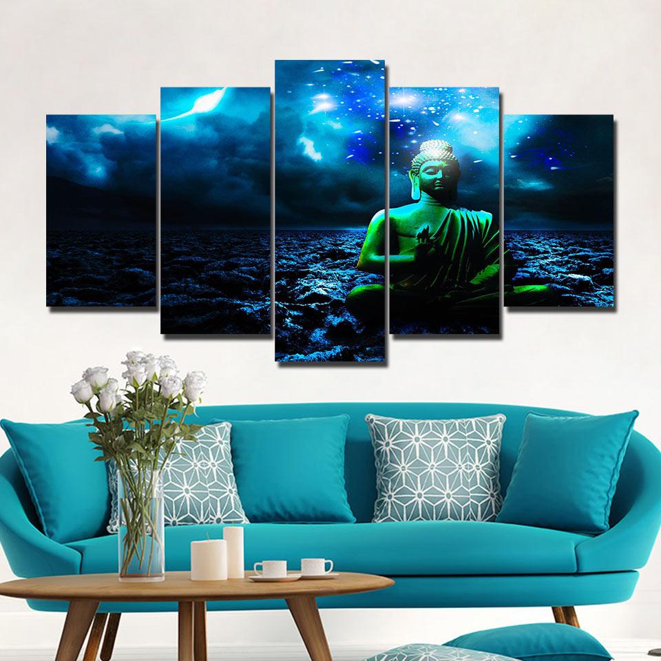 Buddha Under The Stars – Religion Canvas Wall Art