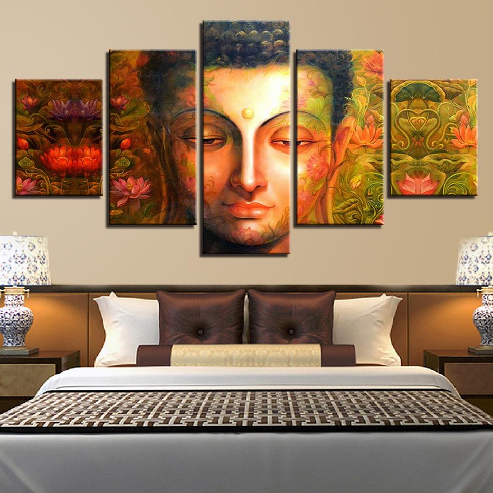 Buddha Zen And Flowers – Religion Canvas Wall Art