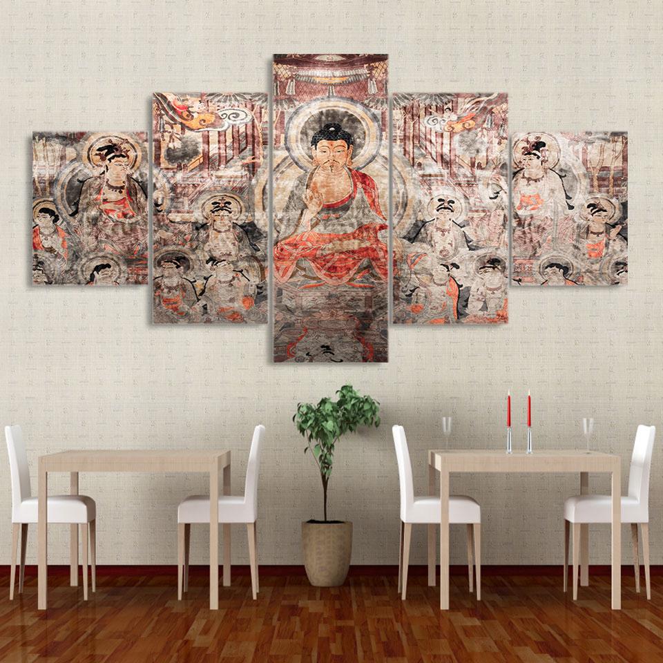 Buddhas Group Vintage – Religion Canvas Wall Art