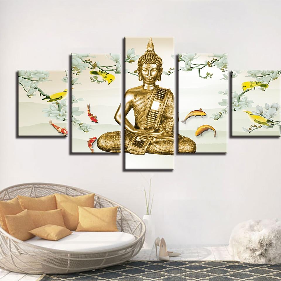 Buddhas Meditation And Carp – Religion Canvas Wall Art