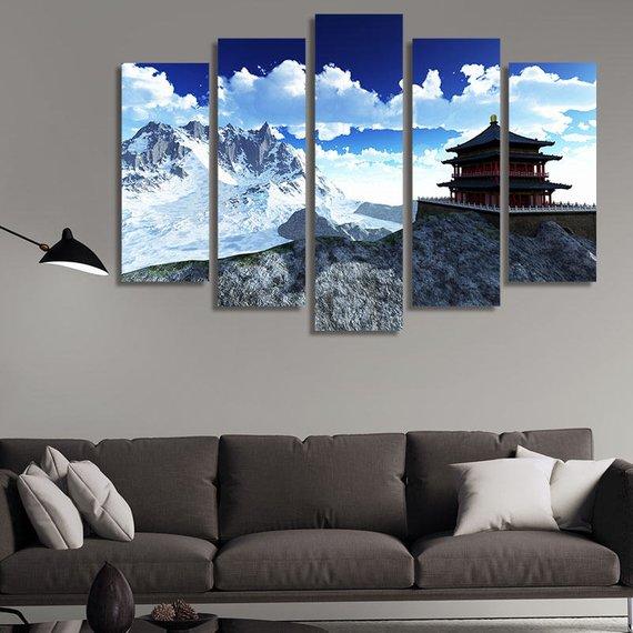 Buddhist Shrine In The Himalayas – Nature Canvas Wall Art