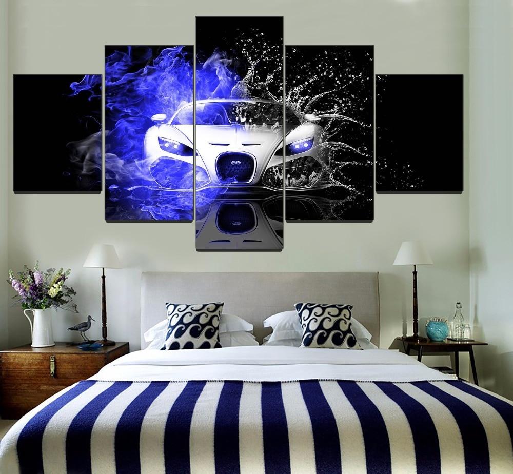 Bugatti Veyron Blue Fire And Water Car – Canvas Wall Art