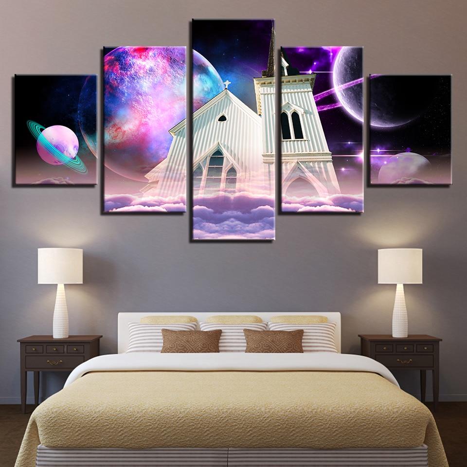 Building And Cloud Abstract Earth Planets – Nature Canvas Wall Art