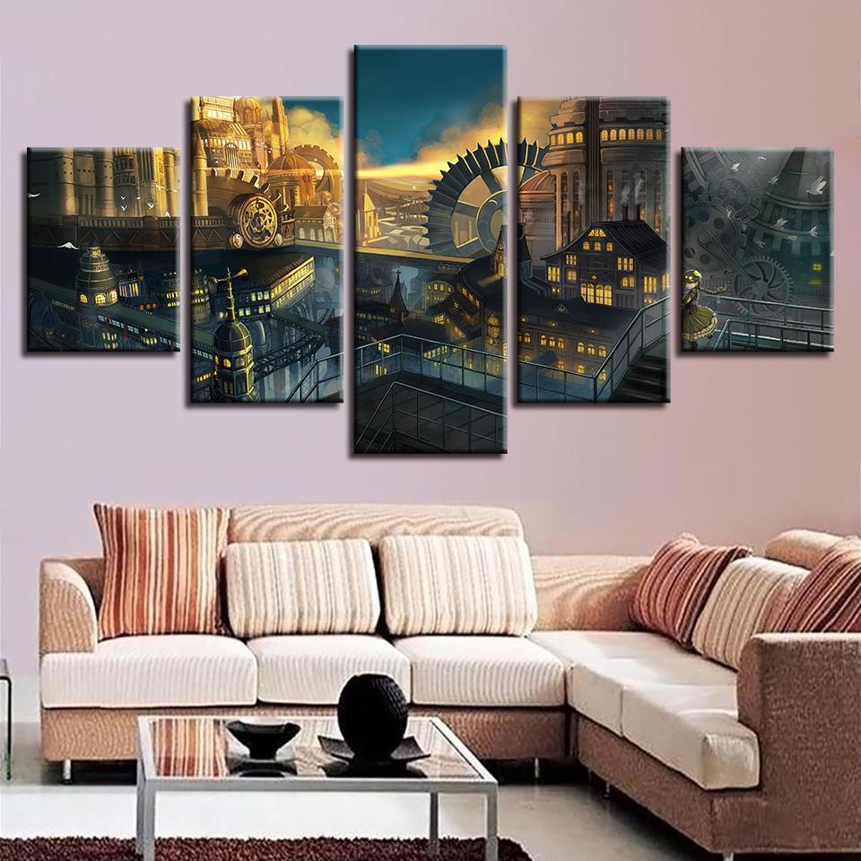 Building And Gear Wheel – Nature Canvas Wall Art