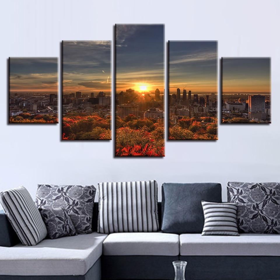 Building City Sunset Sunshine Beautiful – Nature Canvas Wall Art