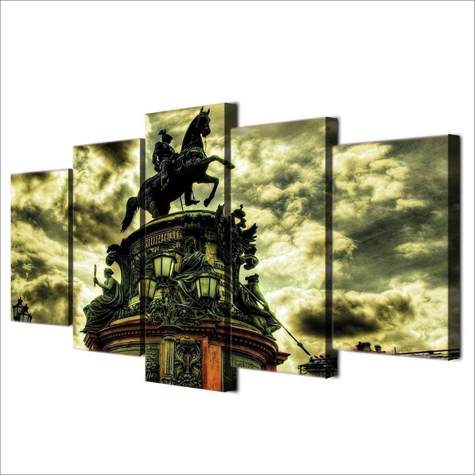 Building Horse Statue – Nature Canvas Wall Art