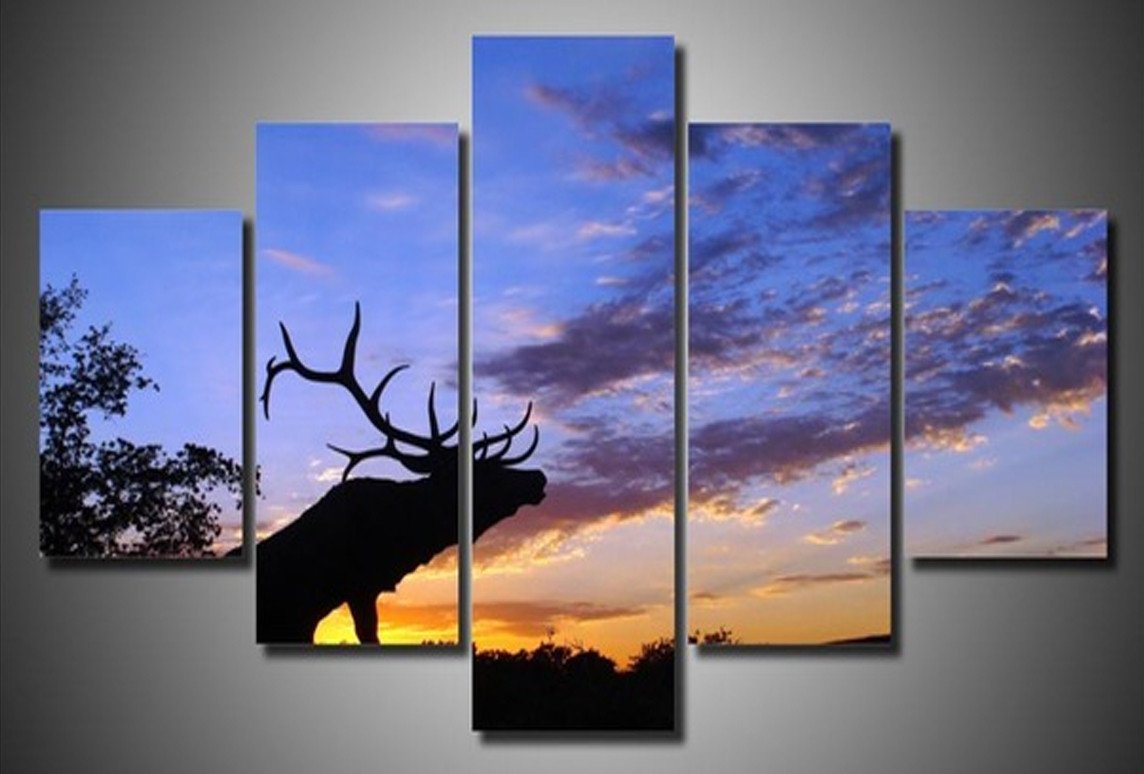 Bull Elk At Sunset – Animal Canvas Wall Art