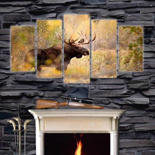 Bull Moose In Woods – Animal Canvas Wall Art