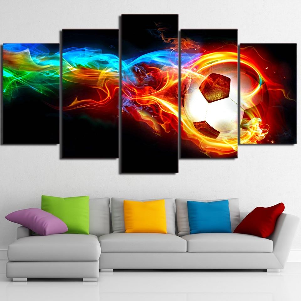 Burning Fire Soccer Football – Sport Canvas Wall Art