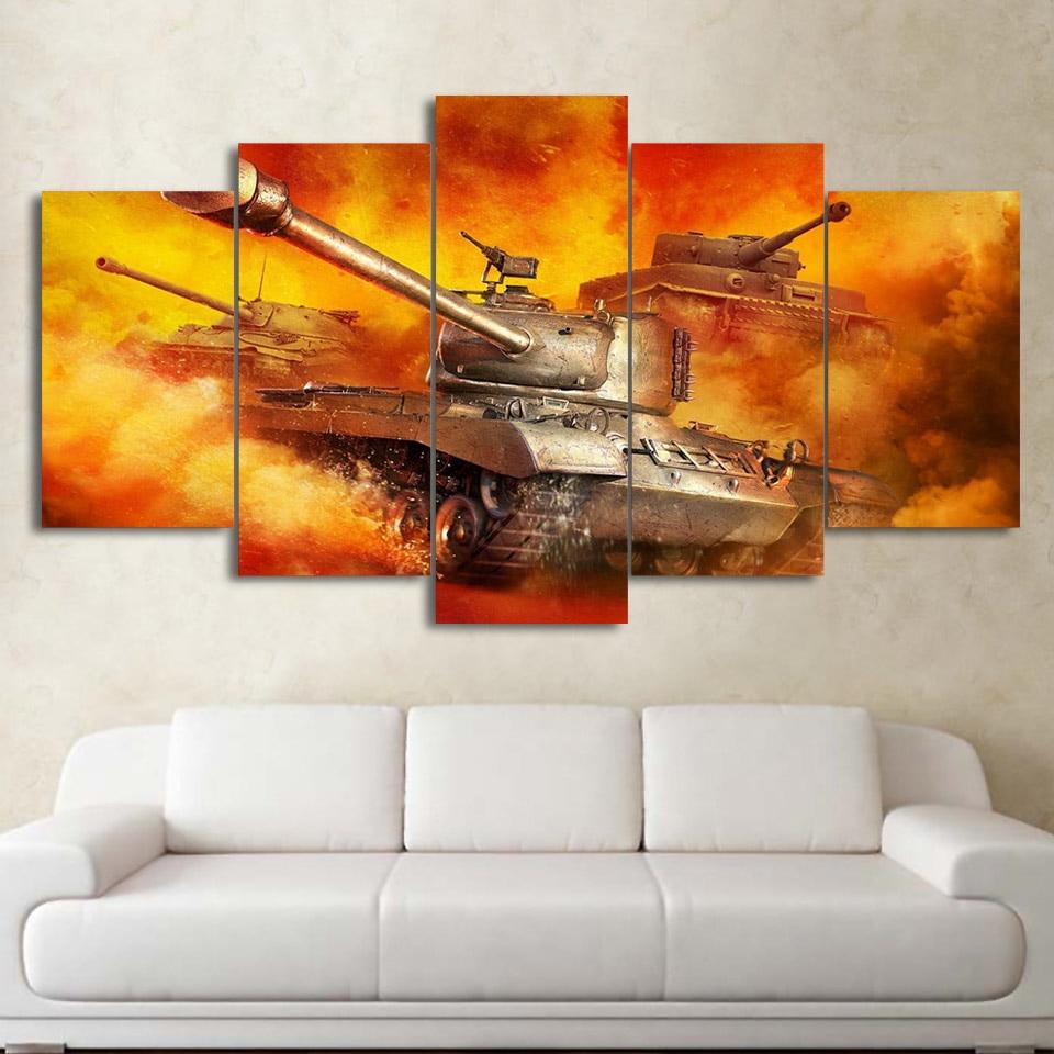 Burning Fire Tank – Army Canvas Wall Art