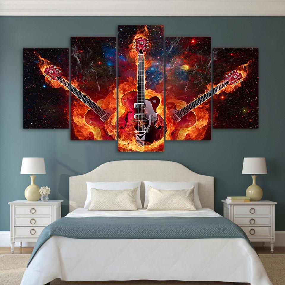 Burning Guitar – Music Canvas Wall Art