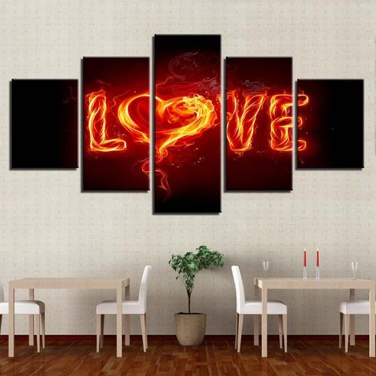 Burning Love Flames On Fire – Abstract Canvas Wall Art