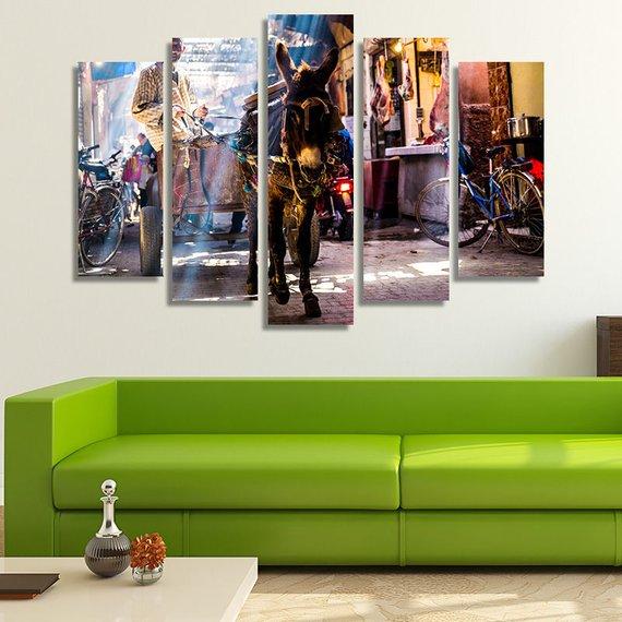 Busy Market Street In Marrakech 01 – Nature Canvas Wall Art